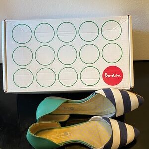 Boden Women's Flats - Green and Navy Stripes